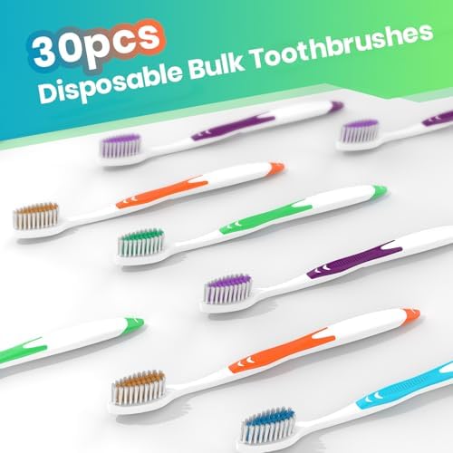 100 Bulk Medium Soft Toothbrushes Pack with Covers for Adults & Kids | Individually Wrapped Disposal Toothbrushes for T