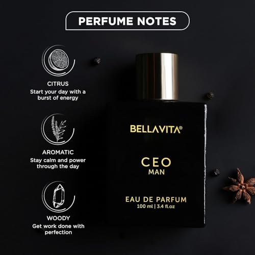 BellaVita Luxury CEO Man Perfume for Men (|38 fl.oz) | Long-Lasting Men's Perfume with Lemon, Lavender, Tonka Vetiver &