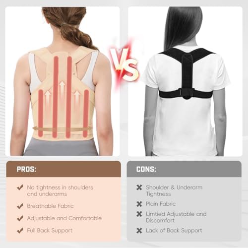 Posture Corrector for Women and Men: Adjustable Back Brace with Full Back Support (Large, Pink) Adjustable Back Brace