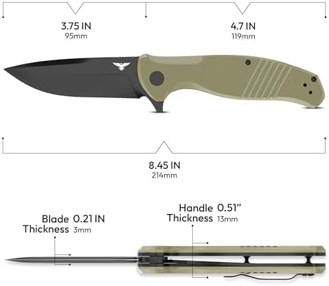 Tactical D2 Pocket Knife for Men | |75" D2 Knife Steel EDC Knife with Case | Best Men's Work & EDC Pocket Knife