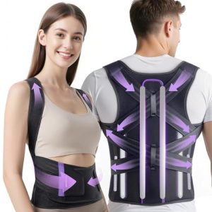 Posture Corrector for Women & Men, Upgraded Support & Breathable Mesh Adjustable Back Brace, Full Back Support for Back