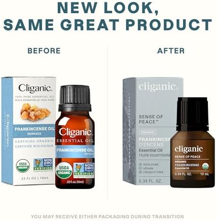 Cliganic Organic Frankincense Essential Oil - Boswellia Serrata, 100% Pure Natural Undiluted, for Stress Relief and Rela