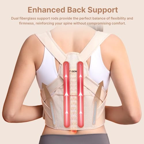 Fit Geno Posture Corrector for Women: Neck Shoulder & Upper Back Pain Relief - Adjustable Lightweight Brace for Improved