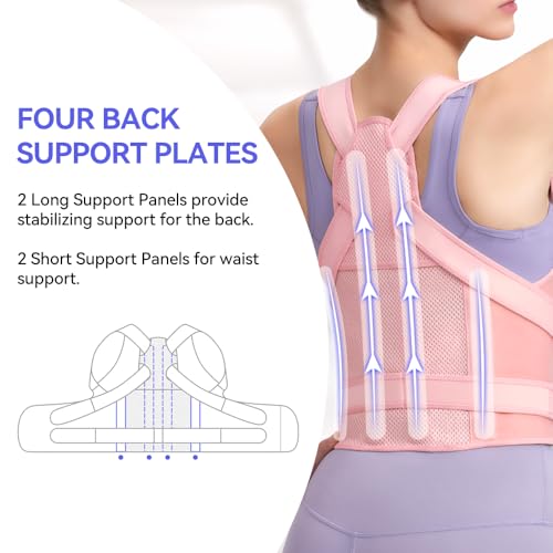 Fit Geno Back Brace Posture Corrector for Women and Men with Upper and Lower Back Pain Relief (black, Large) Fit Geno