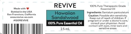 Revive Essential Oils Hawaiian Sandalwood Essential Oil - 100% Pure Therapeutic Grade, For Aromatherapy & Skin Care, Per
