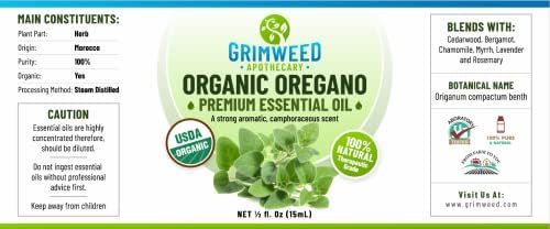 Grimweed Apothecary USDA Organic Cinnamon Essential Oil - Therapeutic Grade - 15mL - Diffuser Oil - 100% All Natural - w