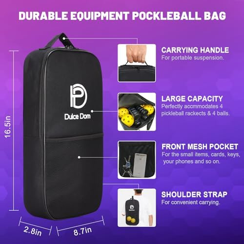 DULCE DOM USAPA Approved Fiberglass/Carbon Fiber Pickleball Paddles Set of 4 for Training | DULCE DOM 4 Indoor Outdoor