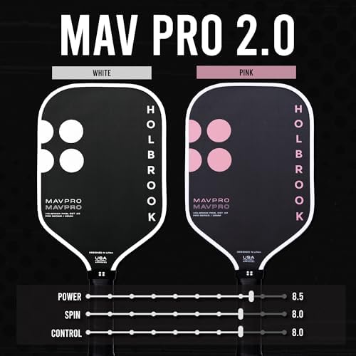Holbrook Mav Pro |0 Pickleball Paddle: T700 3K Carbon Fiber, Power and Control, Suitable for Experienced Players, USAPA