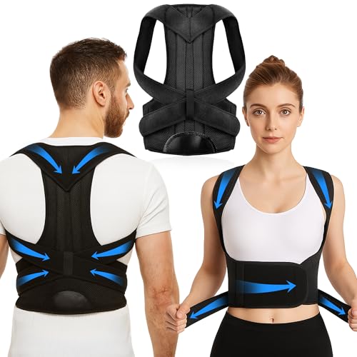 Posture Corrector with Weighted Vest for Women and Men - Full Back Support Shoulder Brace - Adjustable and Breathable De