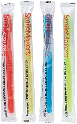 SmileMakers Pre-Pasted Mini Travel Toothbrush Pack for Hotels, Offices & Emergency Kits | SmileMakers Bulk 144 Count Di