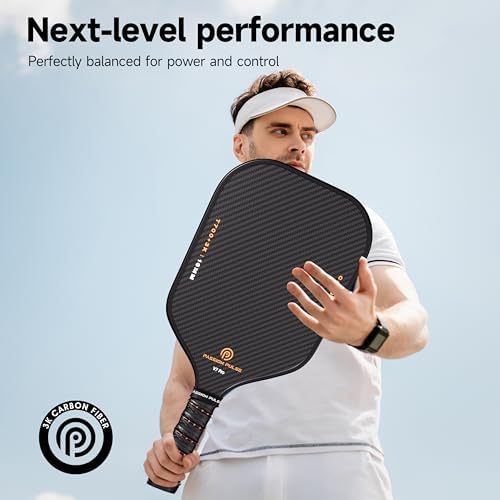 V7 Pro Pickleball Paddle - 3K Raw Carbon Fiber, 16mm Polypropylene Core, 3D PulseGrip Handle, Ideal for All Skill Levels