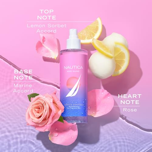 Nautica For Her Rose Island Eau De Parfum, Long Lasting & Mood-Boosting Women's Perfume, 1.6 Fl Oz Vegan Formula