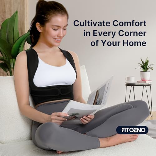 Fit Geno Adjustable Lightweight Upper Back Brace for Women's Neck and Shoulder Pain Relief: Improve Posture and Kyphosis