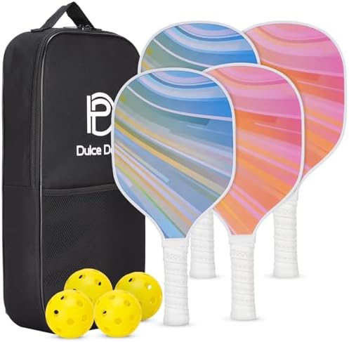 DULCE DOM USAPA Approved Fiberglass/Carbon Fiber Pickleball Paddles Set of 4 for Training | DULCE DOM 4 Indoor Outdoor