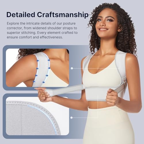 Fit Geno Adjustable Lightweight Upper Back Brace for Women's Neck and Shoulder Pain Relief: Improve Posture and Kyphosis