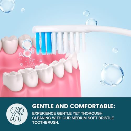 Navona Kids Toothbrush, Medium Soft Bristle, Ergonomics Handle, Perfect for Travel & Hotel, Bulk Disposable Toothbrushe