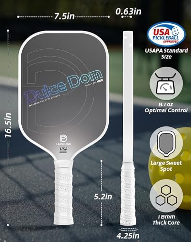 DULCE DOM USAPA Approved Fiberglass/Carbon Fiber Pickleball Paddles Set of 4 for Training | DULCE DOM 4 Indoor Outdoor