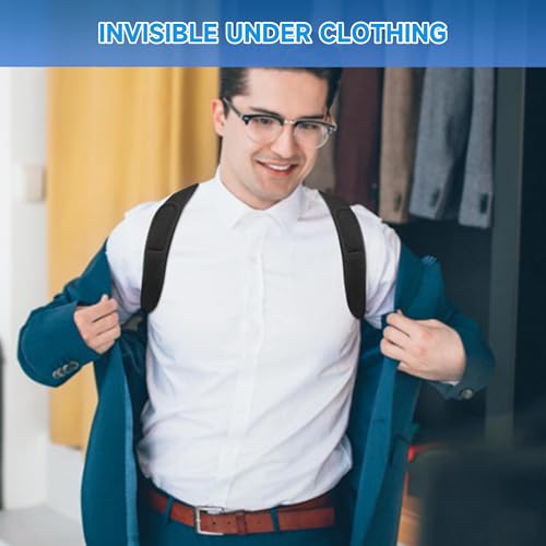 Posture Corrector for Men and Women, Adjustable Shoulder Brace Back Support, Black L Posture Correcter Neck Support for