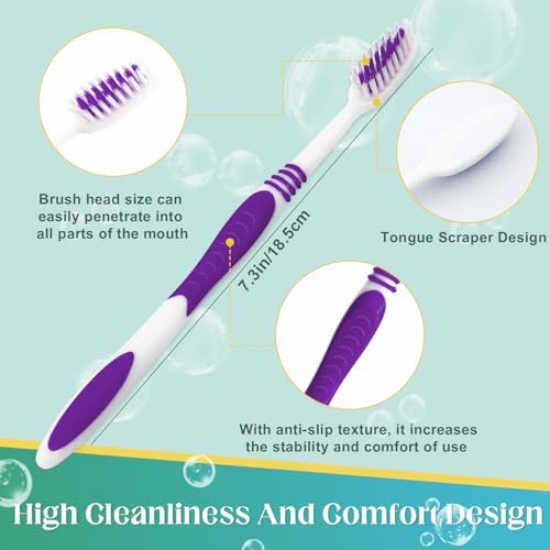 Bulk Disposable Travel Toothbrushes Pack - Soft Bristle Good Cleaning for Kids, Adult & Elderly | 50 Pcs Individually W