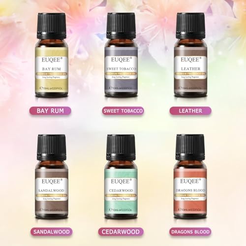 EUQEE Woody Essential Oils Set for Aromatherapy - Pure & Natural Oils - Eucalyptus, Cedarwood, Sandalwood, Frankincense,