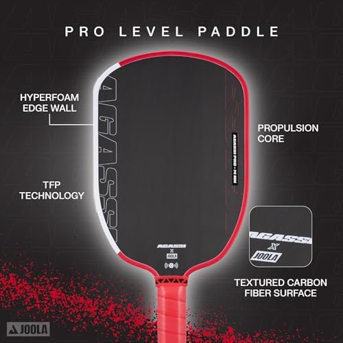 JOOLA Agassi PRO IV 14mm Pickleball Paddle - Carbon Fiber Surface Increases Spin & Control for Experts | JOOLA Agassi P