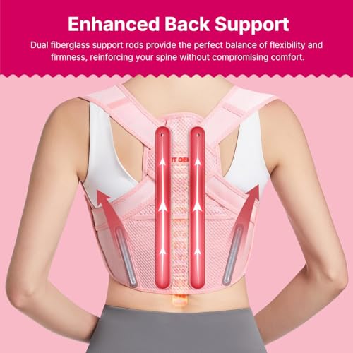 Fit Geno Adjustable Lightweight Upper Back Brace for Women's Neck and Shoulder Pain Relief: Improve Posture and Kyphosis