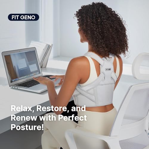 Fit Geno Posture Corrector for Women: Neck Shoulder & Upper Back Pain Relief - Adjustable Lightweight Brace for Improved