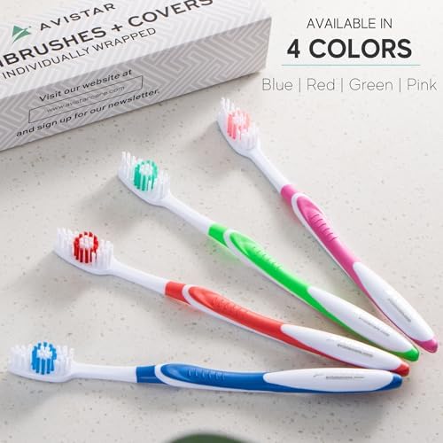 Bulk Individually Wrapped Toothbrushes Red Green Blue Pink for Travelers and Families | Long Lasting 3+ Months Disposab
