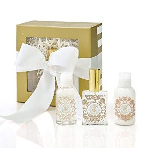 Shelley Kyle Lorelei Mini Gift Set for Women, Travel Size Perfume, Lotion, and Shower Gel, Elegant Cream and Gold Gift B