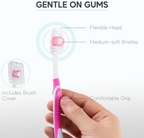 Bulk Individually Wrapped Toothbrushes Red Green Blue Pink for Travelers and Families | Long Lasting 3+ Months Disposab