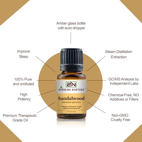 Sandalwood Essential Oil Aromatherapy Diffuser - Premium, Therapeutic Grade, for Calm and Relaxation | Sandalwood Essen