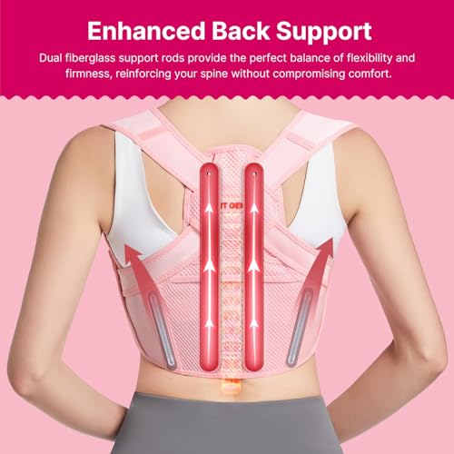 Fit Geno Posture Corrector for Women: Neck Shoulder & Upper Back Pain Relief - Adjustable Lightweight Brace for Improved
