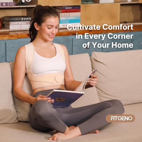 Fit Geno Posture Corrector for Women: Neck Shoulder & Upper Back Pain Relief - Adjustable Lightweight Brace for Improved