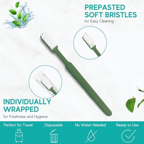 Avistar 80 Prepasted Disposable Toothbrushes for Travel and Camping - Single Use Pre Pasted Toothbrushes with Built-in T