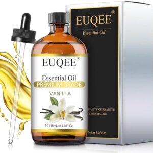 EUQEE Pure Vanilla Fragrance Essential Oil 118ml for Diffuser, Massage, DIY Soap & Candle Making - |0 Fl Oz