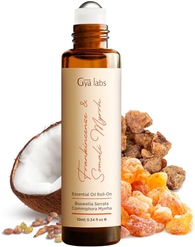 Gya Labs Frankincense & Somali Myrrh Essential Oil Roll On - Convenience - Camping Enthusiasts - Aromatherapy Relief, Cl