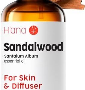 H'ana Sandalwood Essential Oil - 1.02 Fl Oz - for Hair and Skin, Aromatherapy, DIY Soap Making - ClimatePartner Certifie