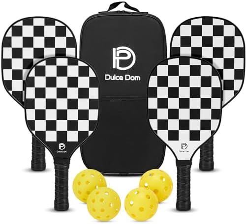 DULCE DOM USAPA Approved Fiberglass/Carbon Fiber Pickleball Paddles Set of 4 for Training | DULCE DOM 4 Indoor Outdoor