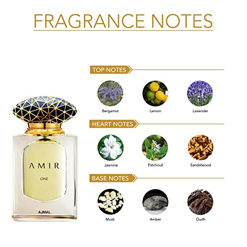 Ajmal Amir One Eau de Parfum 1.7 Fl Oz | Long-Lasting Arabic Perfume for Men & Women | Floral, Spicy & Ambery Oriental F
