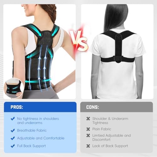 Posture Corrector for Women and Men: Adjustable Back Brace with Full Back Support (Large, Pink) Adjustable Back Brace