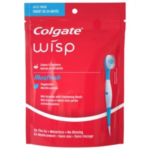 Colgate Max Fresh Wisp Disposable Mini Toothbrush Peppermint 24 Count Amazon Certified Compact Design