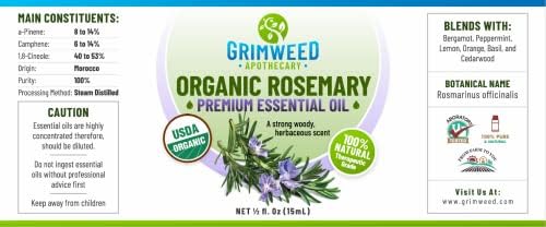 Grimweed Apothecary USDA Organic Cinnamon Essential Oil - Therapeutic Grade - 15mL - Diffuser Oil - 100% All Natural - w