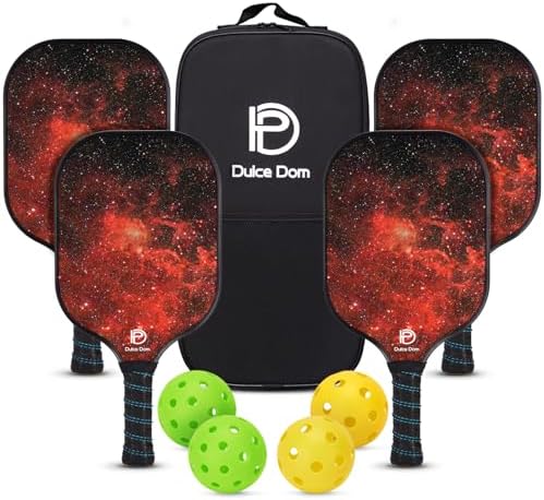 DULCE DOM USAPA Approved Fiberglass/Carbon Fiber Pickleball Paddles Set of 4 for Training | DULCE DOM 4 Indoor Outdoor