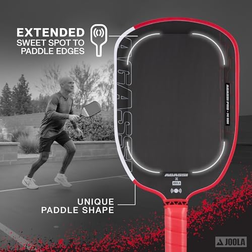 JOOLA Agassi PRO IV 14mm Pickleball Paddle - Carbon Fiber Surface Increases Spin & Control for Experts | JOOLA Agassi P