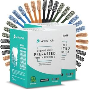 Avistar 160 Prepasted Disposable Toothbrushes for Travel - Single Use Pre Pasted Toothbrush with Built-in Toothpaste - I