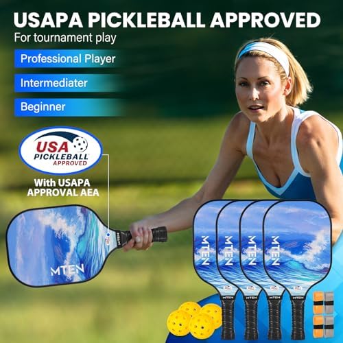 USAPA Approved Fiberglass Surface Pickleball Set for Men and Women Global Recycled Standard
