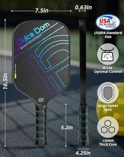 DULCE DOM USAPA Approved Fiberglass/Carbon Fiber Pickleball Paddles Set of 4 for Training | DULCE DOM 4 Indoor Outdoor