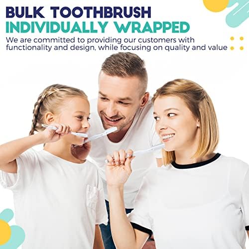 CHENGU 200 Pack Individually Wrapped Disposable Toothbrush for Adults Travel Hotels Donation(White) CHENGU Soft Bristl