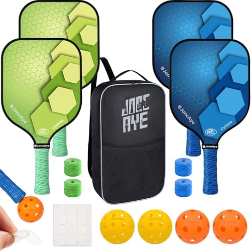 JoncAye USAPA Approved Pickleball Paddles Set of 4 for Adults, Men, Women, and Kids with Balls and Bag JoncAye USAPA App