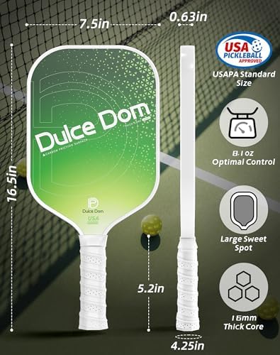 DULCE DOM USAPA Approved Fiberglass/Carbon Fiber Pickleball Paddles Set of 4 for Training | DULCE DOM 4 Indoor Outdoor
